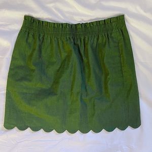 J.Crew Utility Green Scalloped linen-cotton skirt